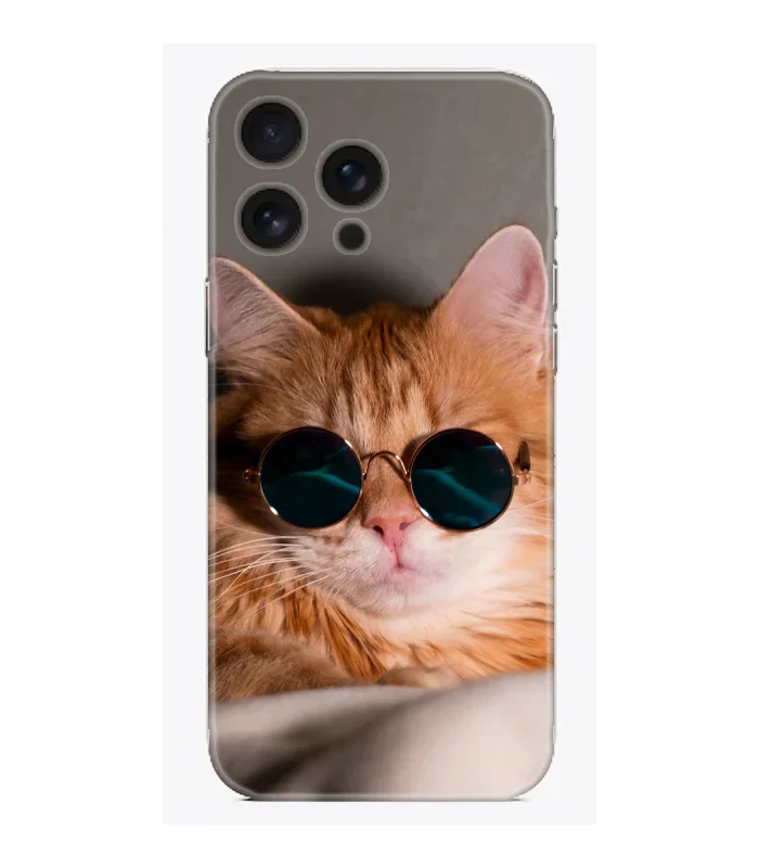 Yeşil Gözlüklü Havalı Kedi Telefon Kılıfı