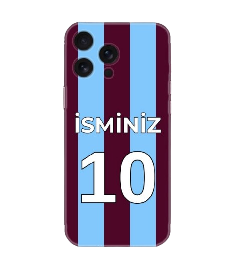 Bordo mavi çizgili, isim ve numara özelleştirilebilir telefon kılıfı