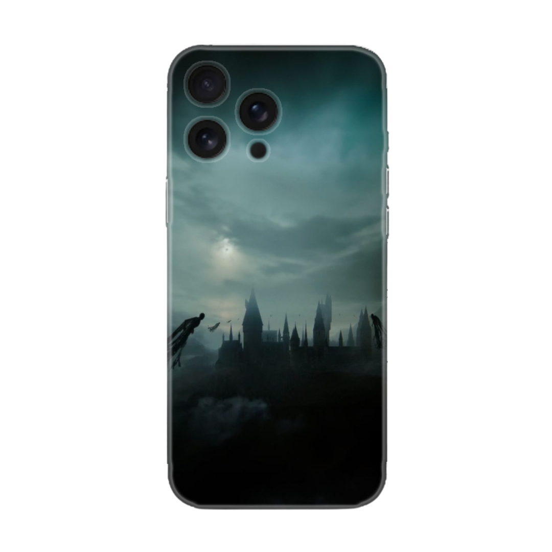 Şato manzaralı, karanlık temalı kişiye özel telefon kılıfı tasarımı