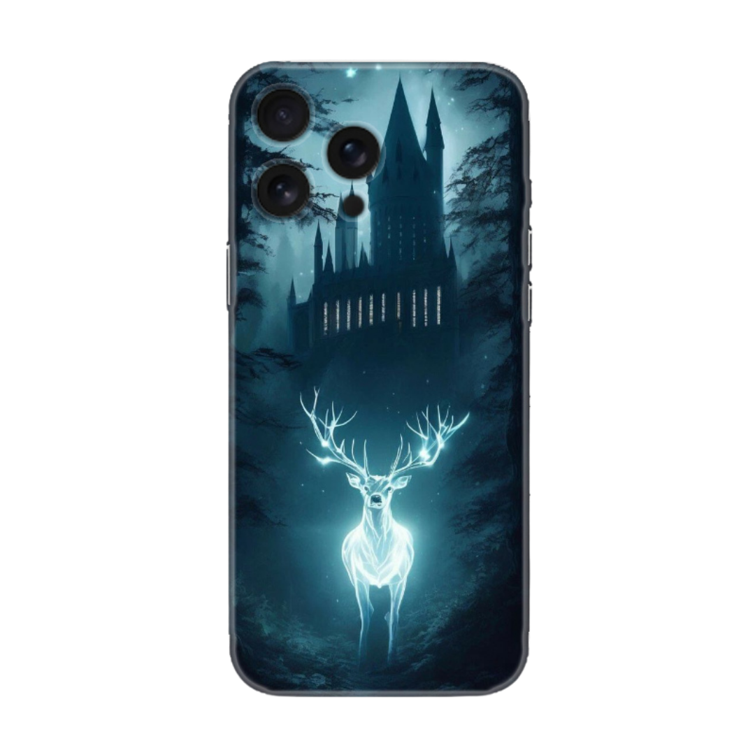 Parlak geyik ve gizemli şato desenli telefon kılıfı, şık ve dayanıklı tasarım