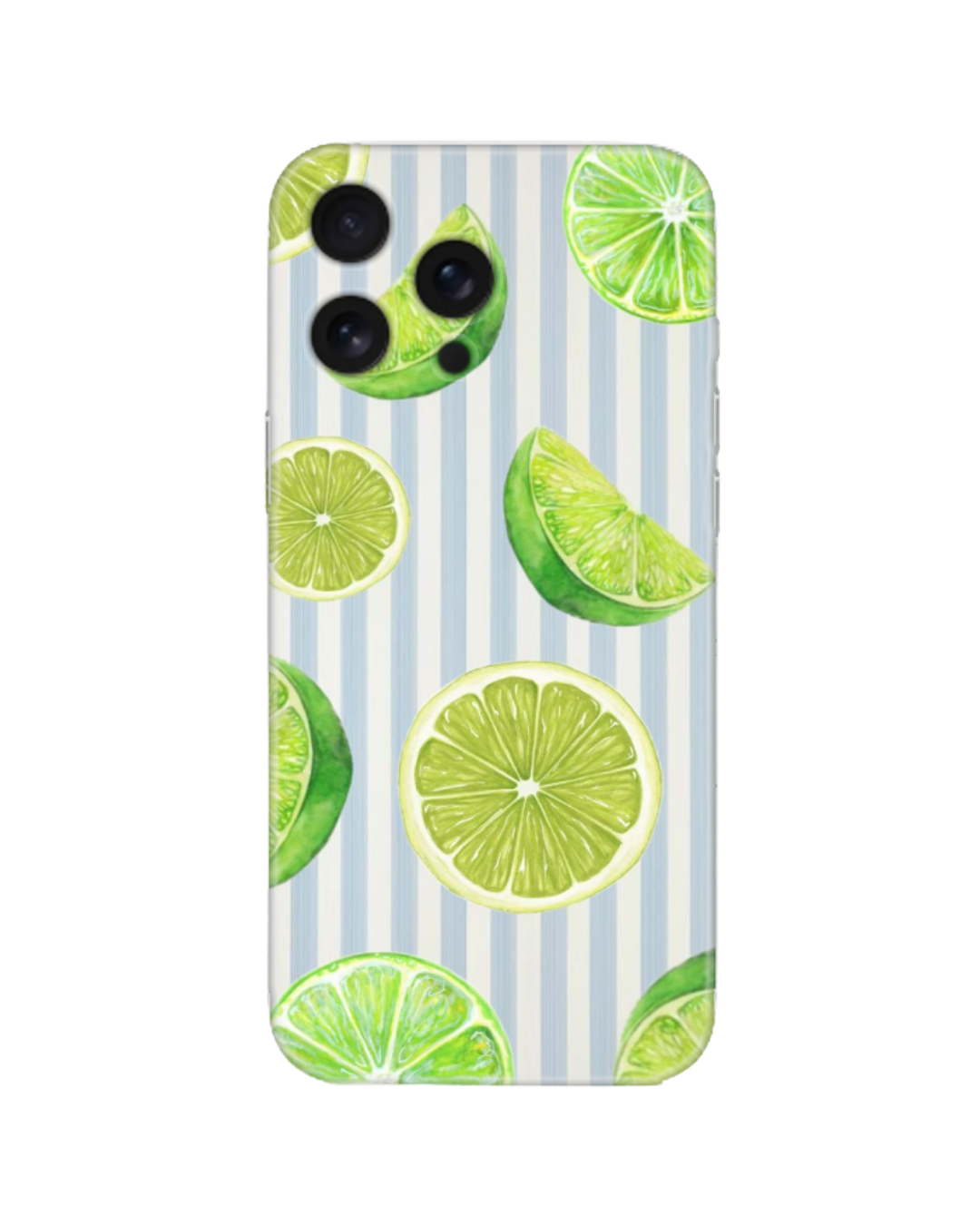 Yeşil Limon Dilimleri (Lime) Desenli Çizgili Telefon Kılıfı (Android/IOS Uyumlu)