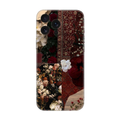 Kırmızı çiçek desenli, halı motifli iPhone telefon kılıfı