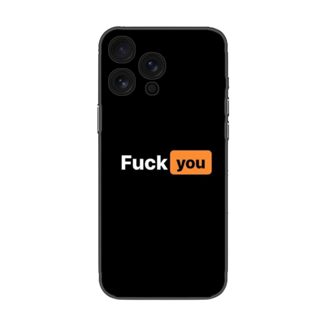 Siyah arka plana sahip, esprili yazılı tasarımlı iPhone telefon kılıfı