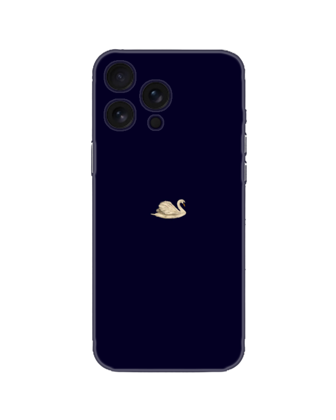 Koyu Lacivert Zemin Minimalist Kuğu Figürlü Telefon Kılıfı (Android/IOS Uyumlu)