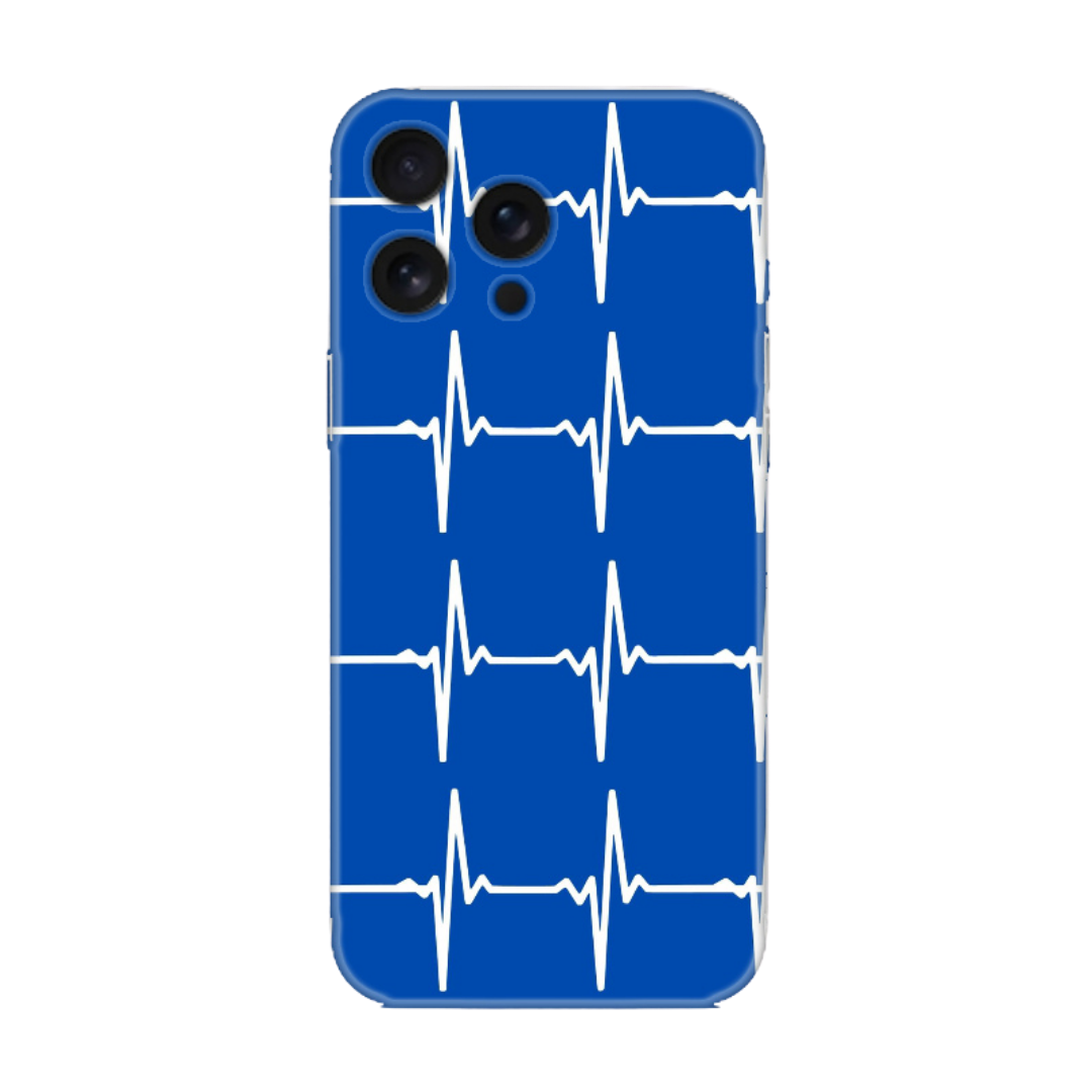 Mavi zeminli, beyaz EKG desenli şık telefon kılıfı