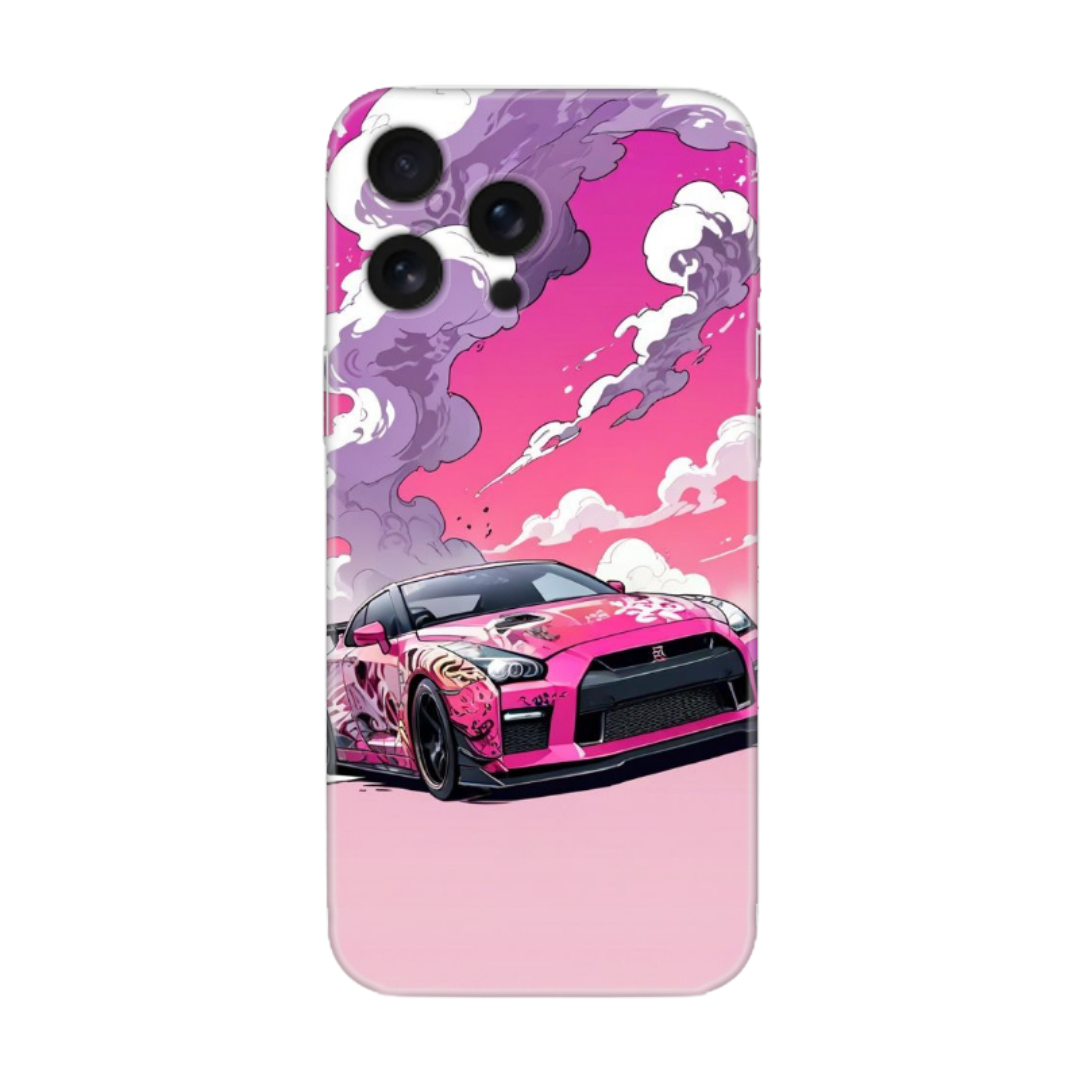 Pembe spor araba tasarımlı, bulut desenli telefon kılıfı, şık dayanıklı koruma