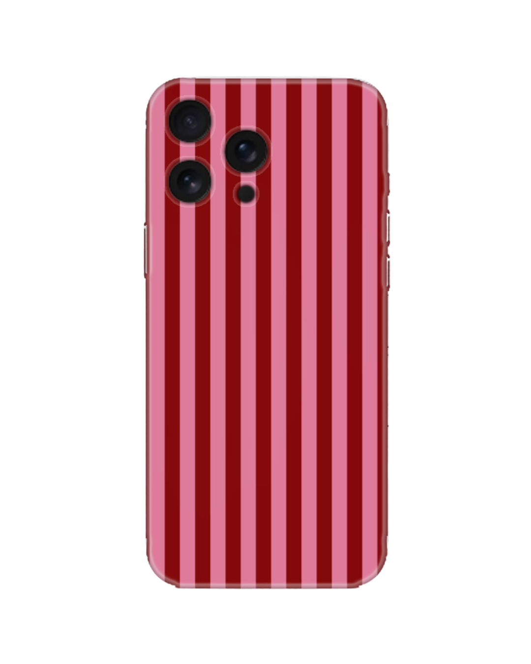 Koyu Kırmızı ve Pembe Çizgi Desenli Telefon Kılıfı (Android/IOS Uyumlu)