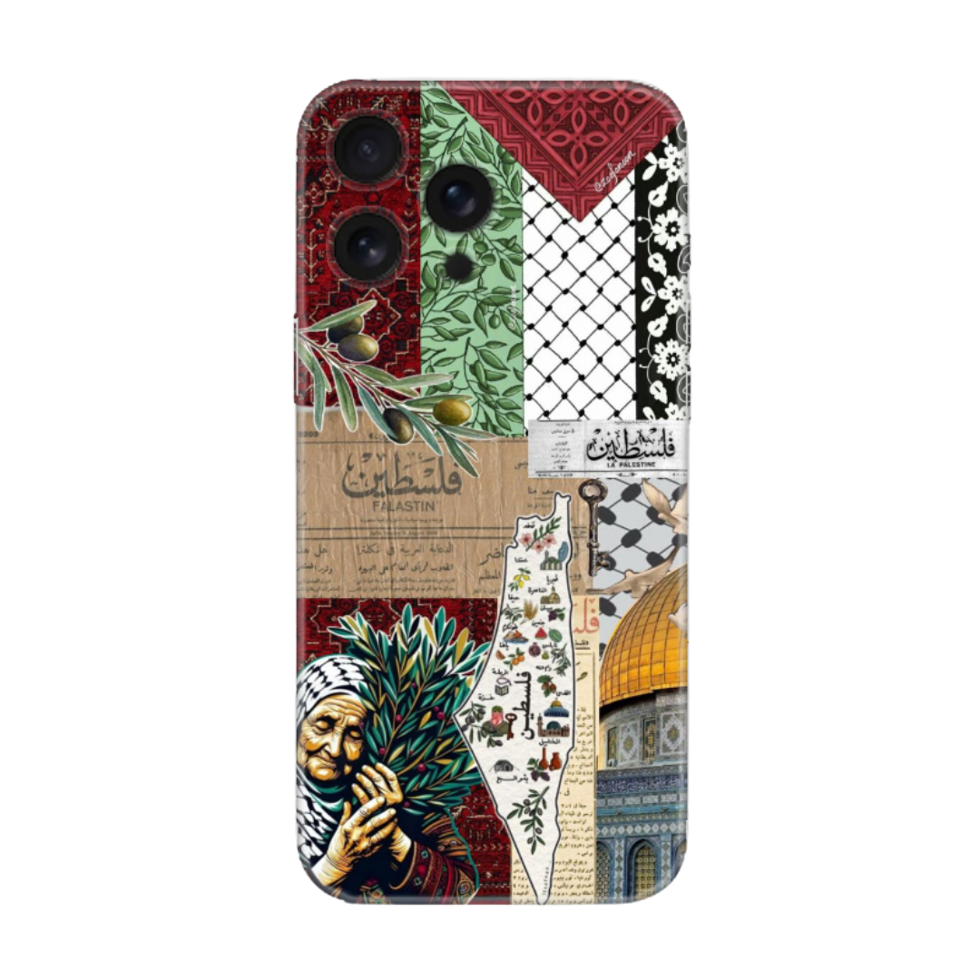Filistin Haritası ve Zeytin Dalı Kolajlı Telefon Kılıfı (iPhone/Android Uyumlu)