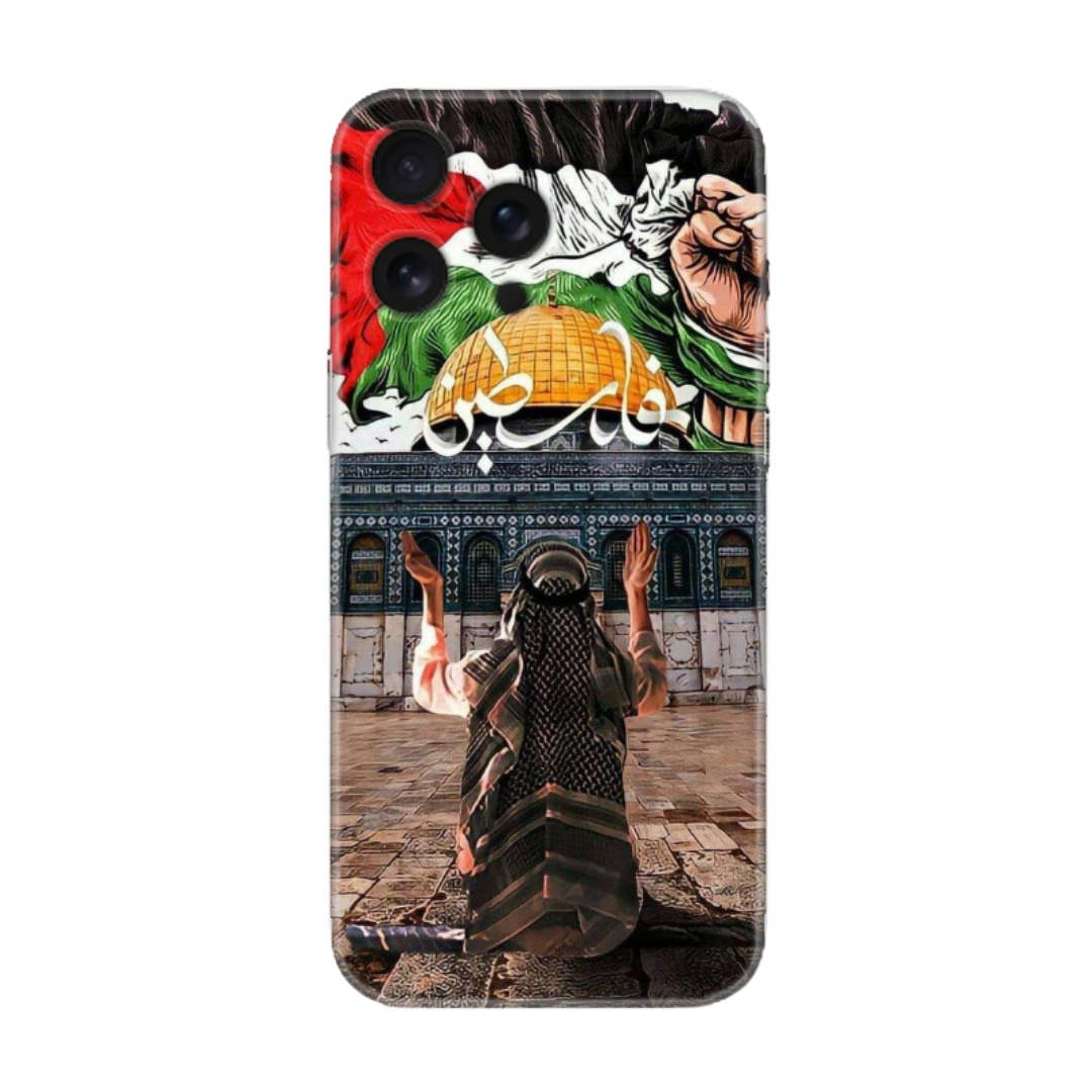 Kubbet-üs Sahra Önünde Dua Eden Figürlü Filistin Telefon Kılıfı (iPhone/Android Uyumlu)