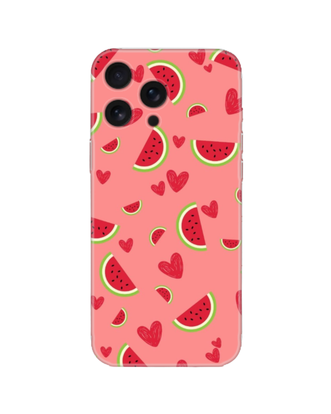 Pembe Zemin Karpuz Dilimli Ve Kalp Desenli Telefon Kılıfı (Android/IOS Uyumlu)