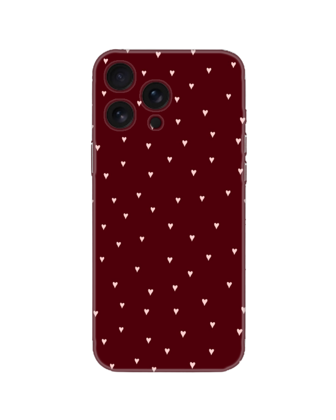 Bordo Zemin Kalp Desenli Telefon Kılıfı (Android/IOS Uyumlu)