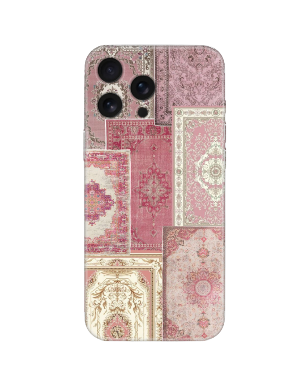 Pembe Geleneksel Halı Motifli Otantik Telefon Kılıfı (Android/IOS Uyumlu)