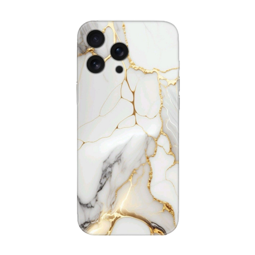 Beyaz ve altın mermer desenli iPhone telefon kılıfı, şık ve modern tasarım