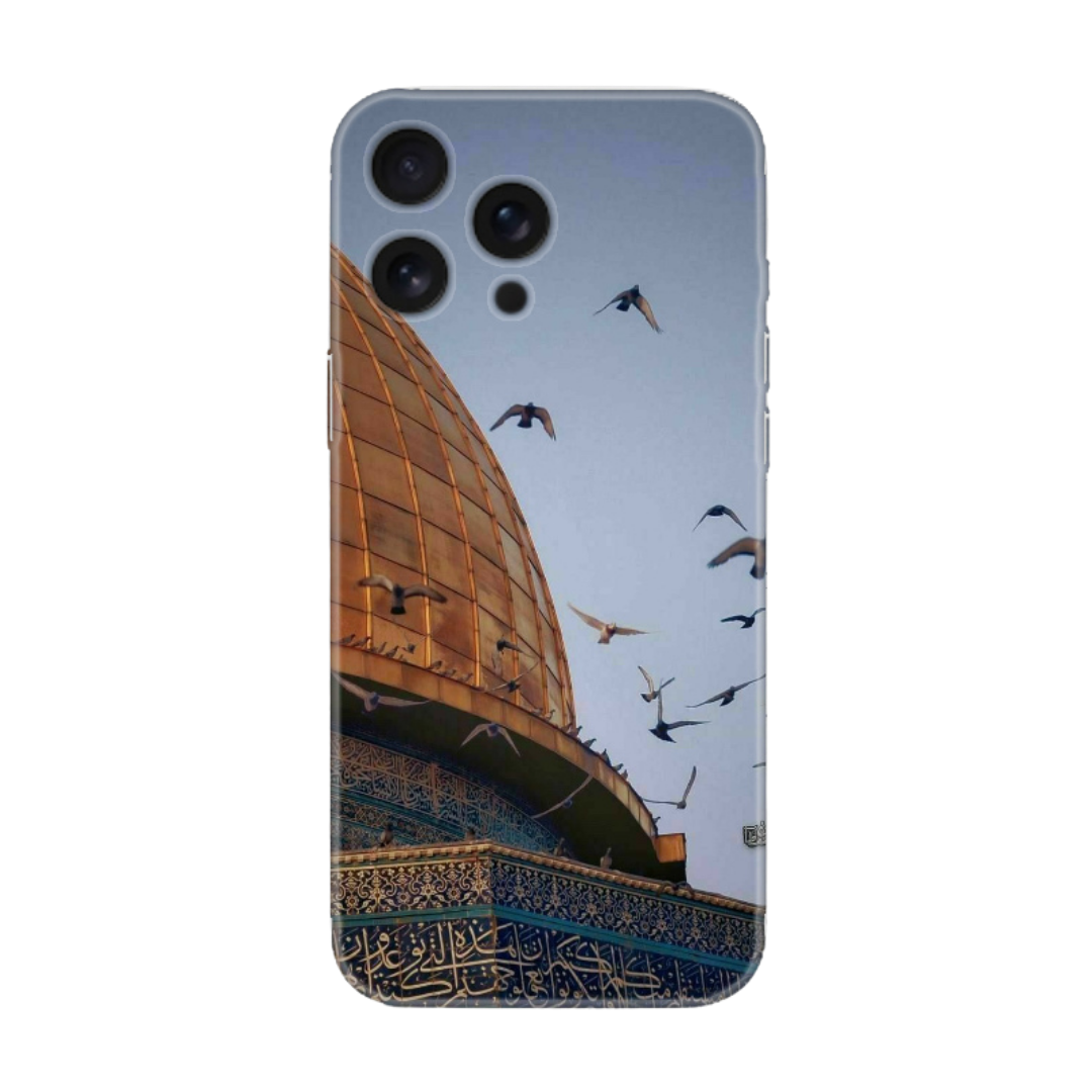 Kubbe ve uçan kuşlar desenli telefon kılıfı, İslami motifli, şık koruma