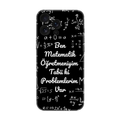 Matematik formülleriyle süslenmiş, öğretmenler için esprili siyah telefon kılıfı