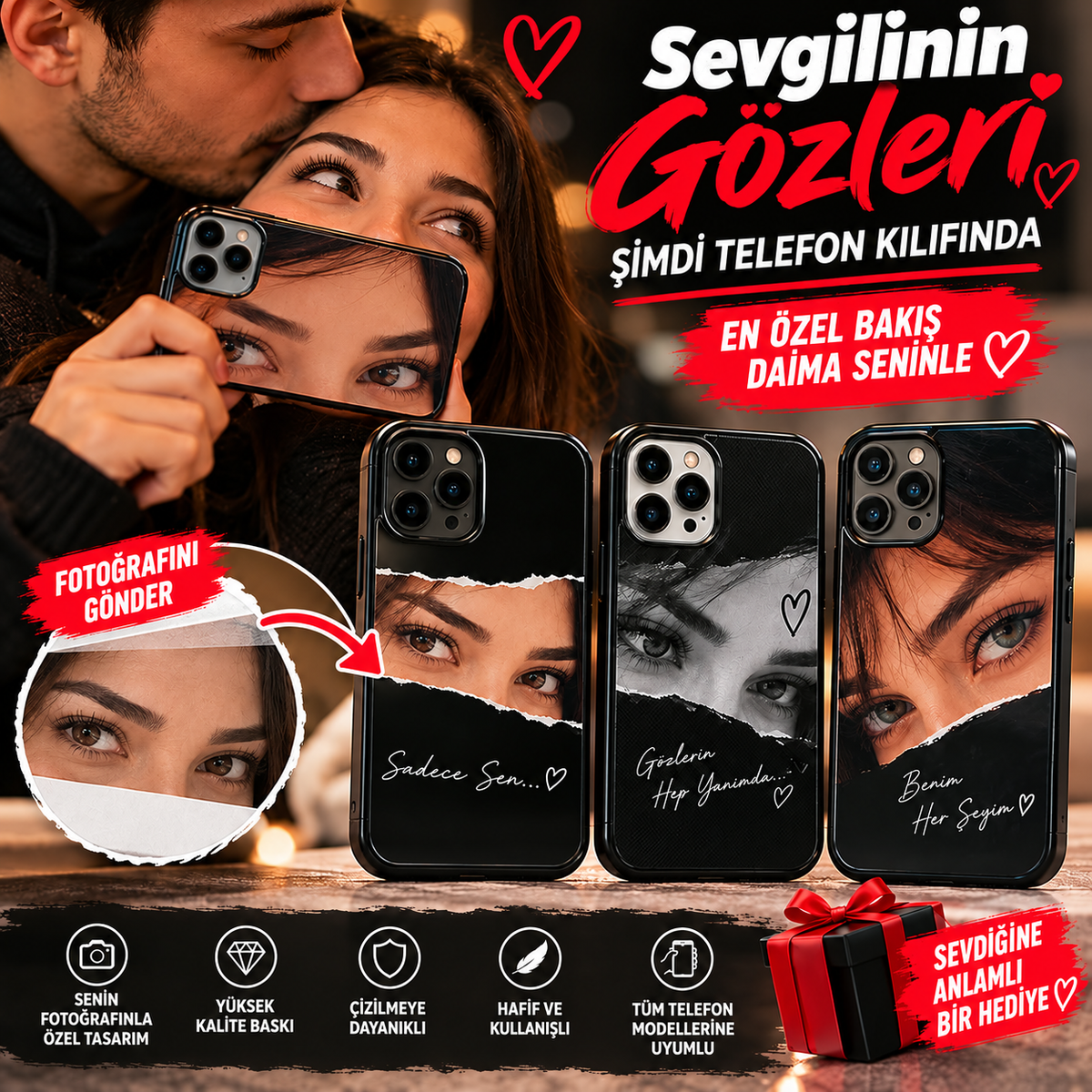 Sevgilinin Gözleri Telefon Kılıfında - Kişiye Özel Fotoğraflı Telefon Kılıfı