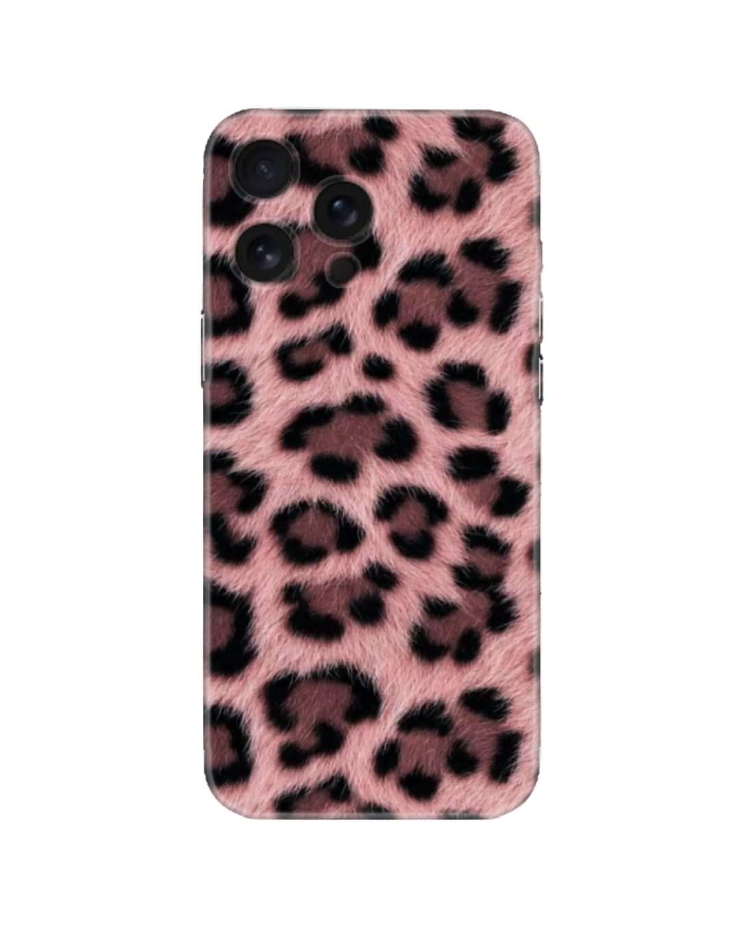 Pembe Leopar Desenli Kürk Tasarımlı Telefon Kılıfı (Android/IOS Uyumlu)