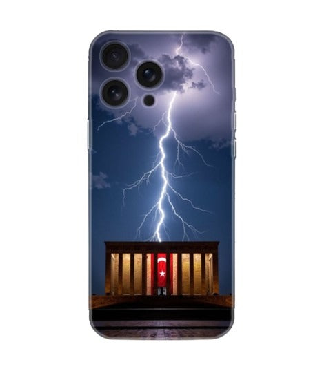 Anıtkabir ve yıldırım desenli, Türk bayraklı telefon kılıfı