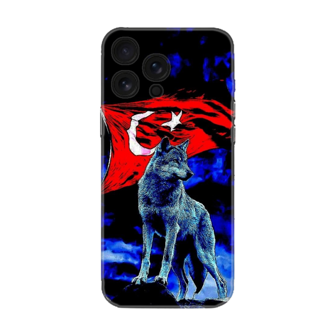 Türk bayrağı ve bozkurt desenli telefon kılıfı, dayanıklı ve şık tasarım