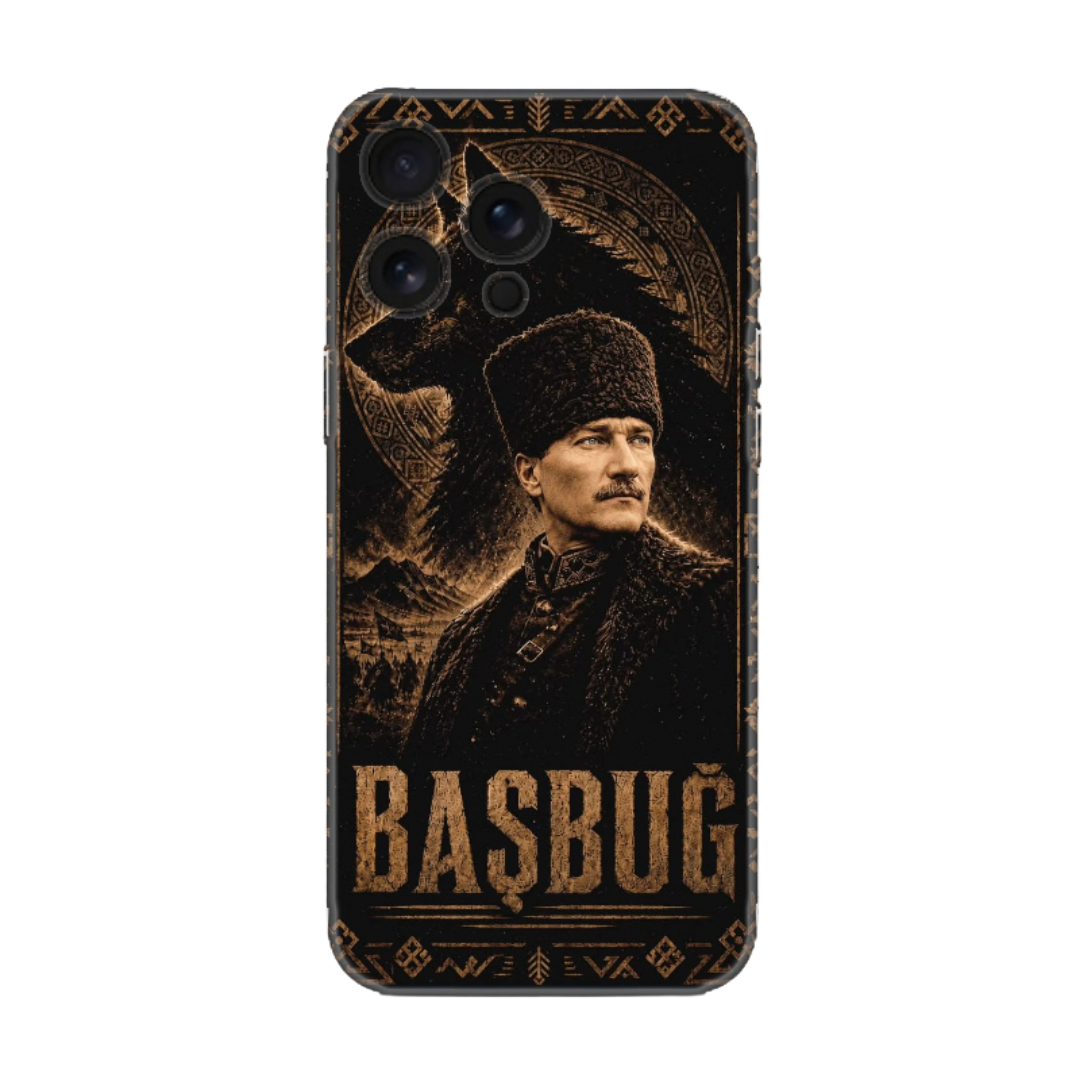 "Başbuğ" Atatürk ve Bozkurt Tasarımlı Özel Telefon Kılıfı (Android/IOS Uyumlu)