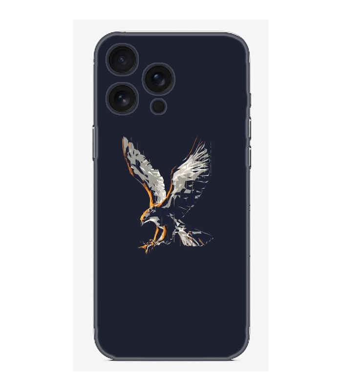 Siyah arka fonlu, geometrik kartal desenli şık telefon kılıfı