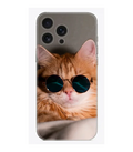 Gözlüklü sarı kedi desenli şeffaf telefon kılıfı, iPhone uyumlu şık tasarım