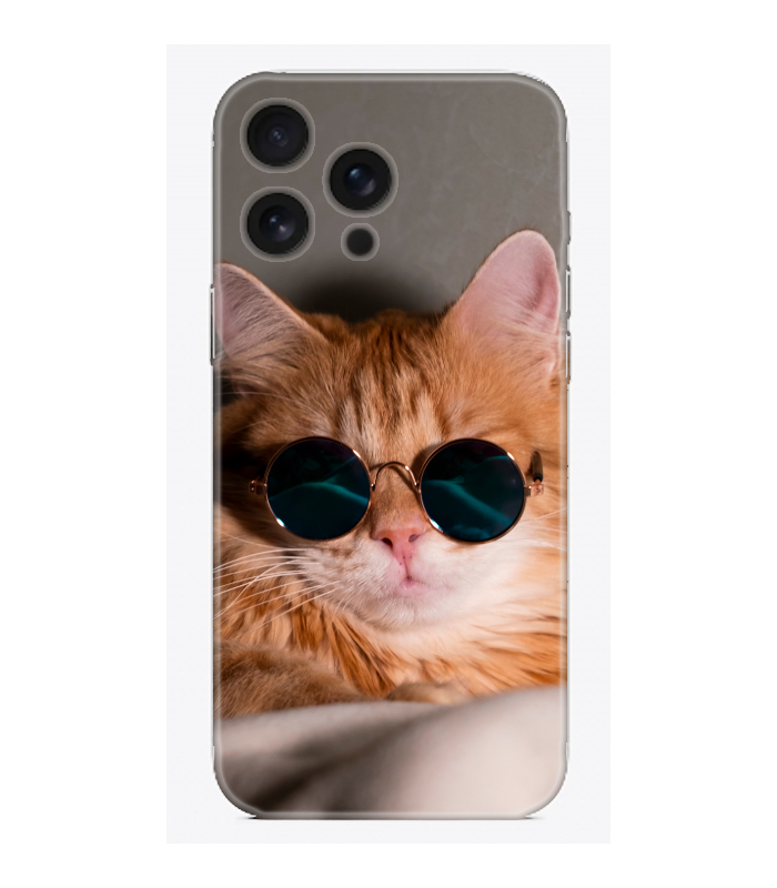 Yeşil Gözlüklü Havalı Kedi Telefon Kılıfı