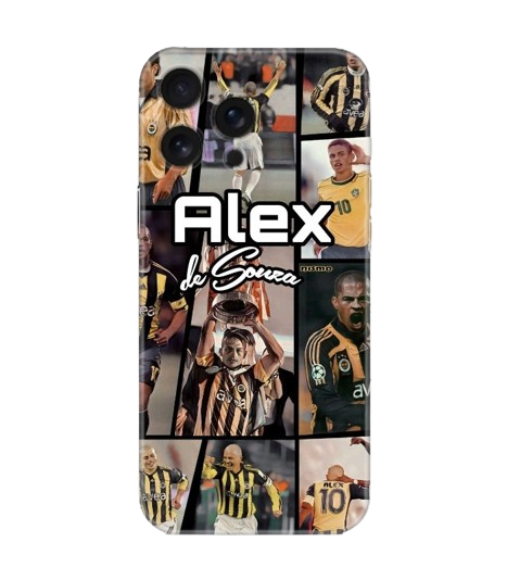 Futbolcu temalı, sarı lacivert formalı Alex de Souza görselli telefon kılıfı