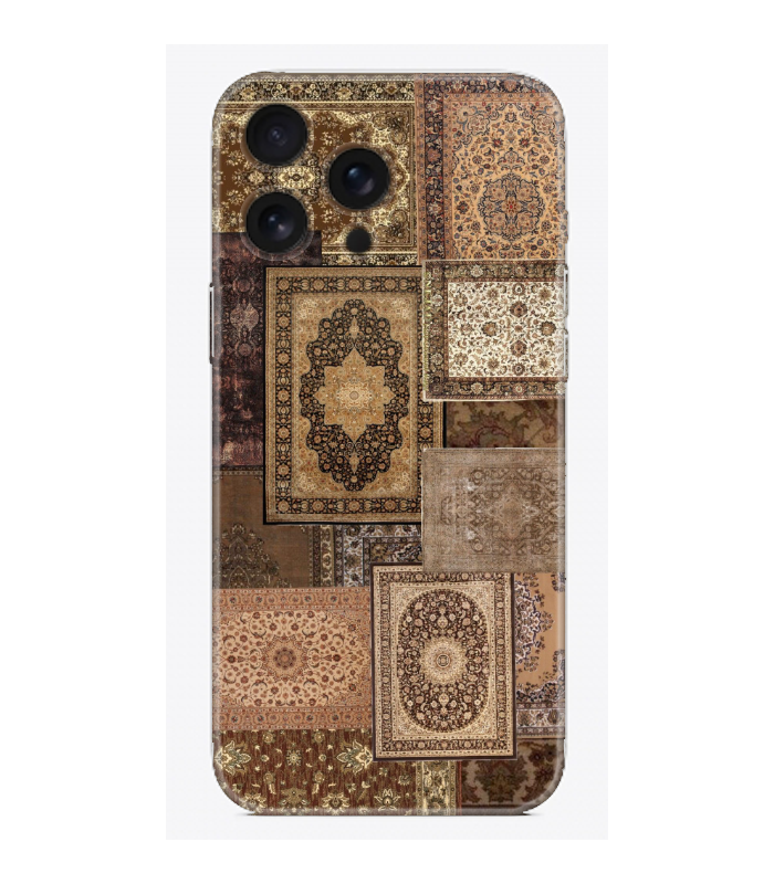 Kahverengi Otantik Halı Kolajı Desenli Telefon Kılıfı (iPhone/Android Uyumlu)