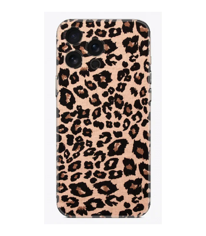 Leopar desenli dayanıklı iPhone telefon kılıfı, şık ve modern tasarım