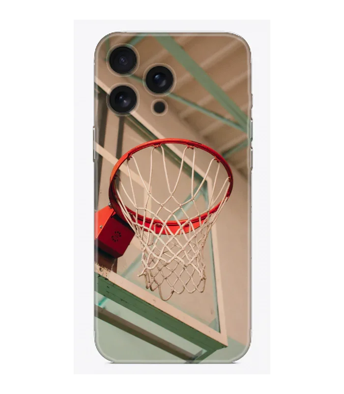 Basketbol potası desenli, şeffaf telefon kılıfı, spor temalı tasarım