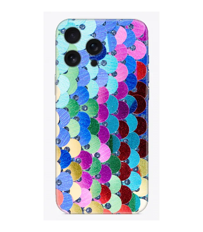 Renkli pullu desenli, parlak iPhone telefon kılıfı, kişiye özel tasarım