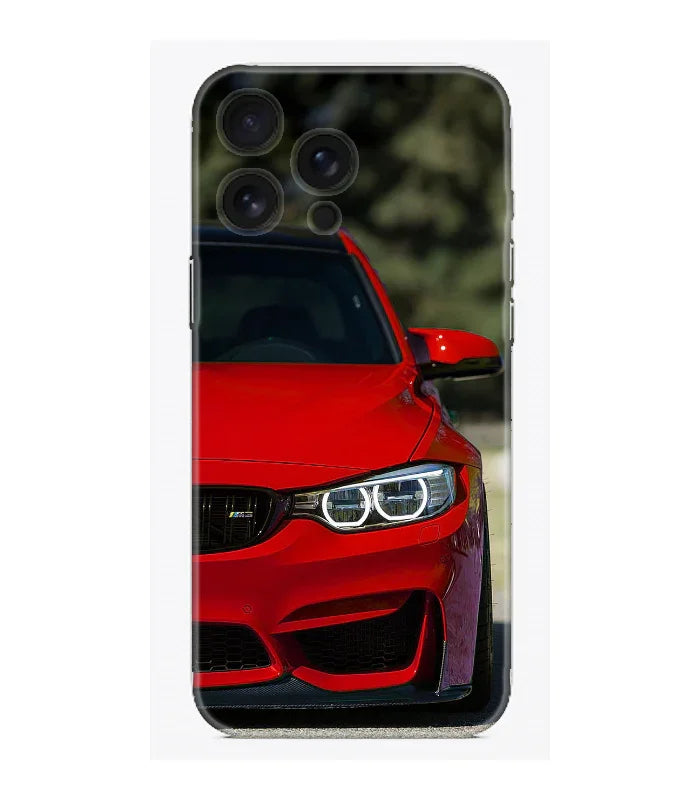 Kırmızı spor araba baskılı, şeffaf iPhone telefon kılıfı