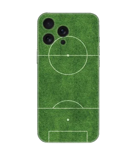 Futbol sahası desenli yeşil arka kapak telefon kılıfı, spor temalı koruyucu aksesuar