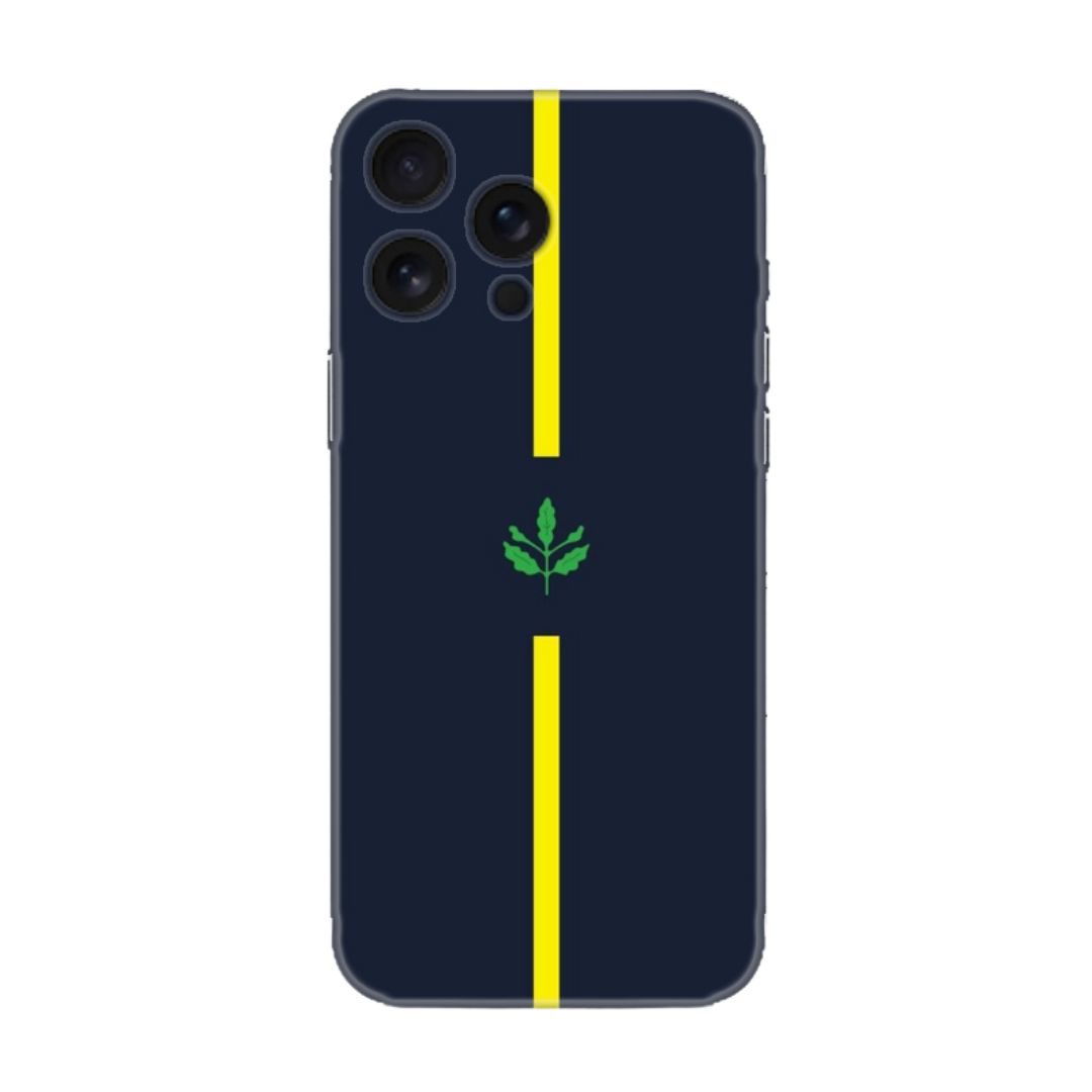 Sarı Lacivert Yaprak Desenli Telefon Kılıfı (Tüm Modellere Uyumlu)