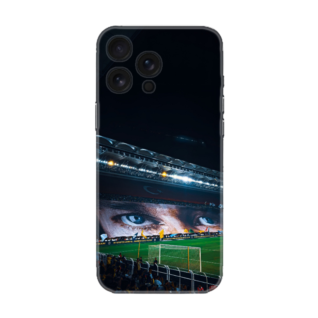 Sarı Lacivert Atatürk Tribün Coşkusu ve Saha Tasarımlı Telefon Kılıfı (Tüm Modellere Uyumlu)