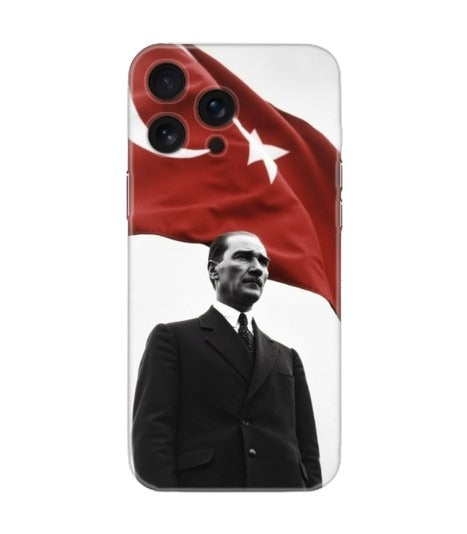 Türk bayrağı ve takım elbiseli erkek görselli şık telefon kılıfı