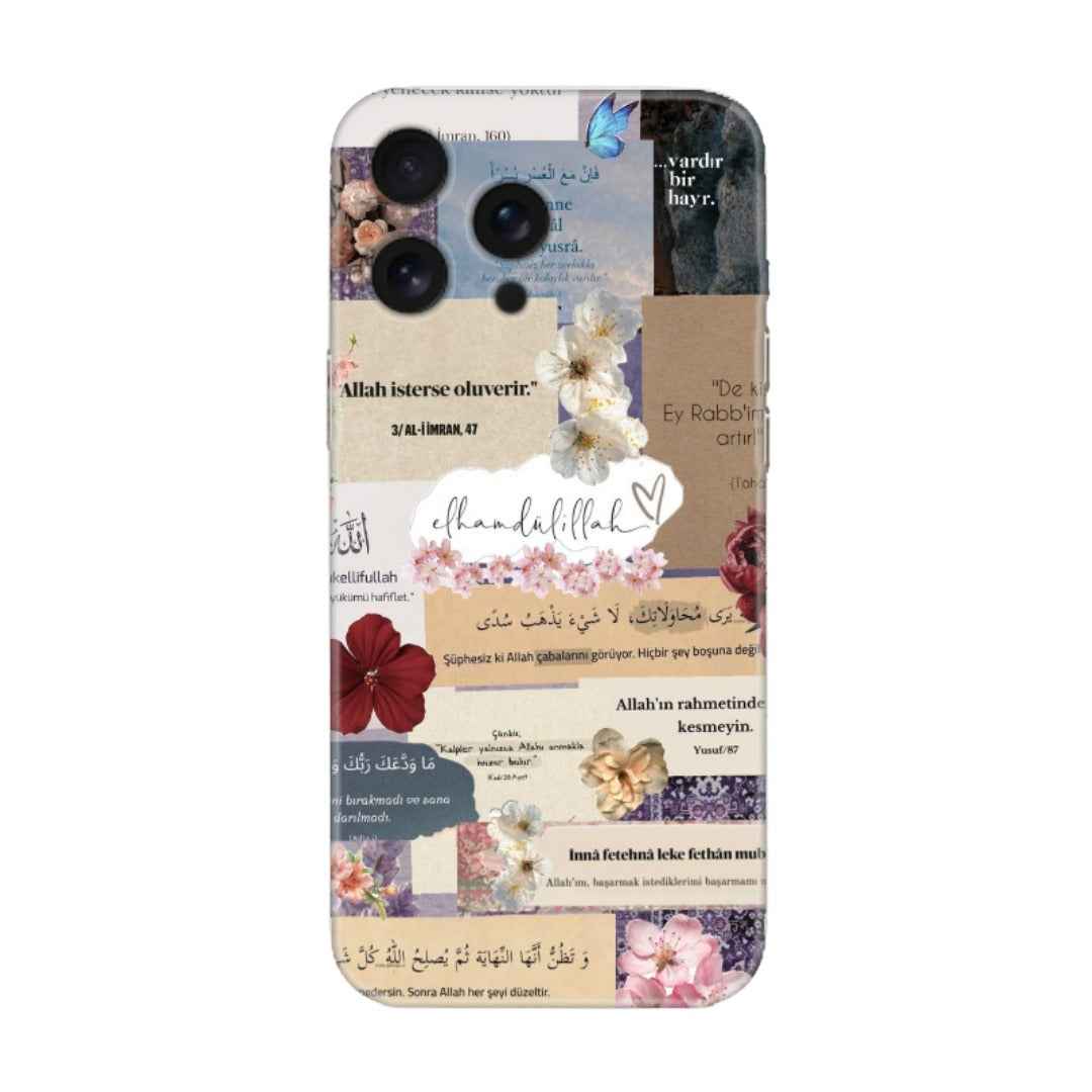 Ayet Meali Kolajlı Çiçek Temalı Telefon Kılıfı (iPhone/Android Uyumlu)