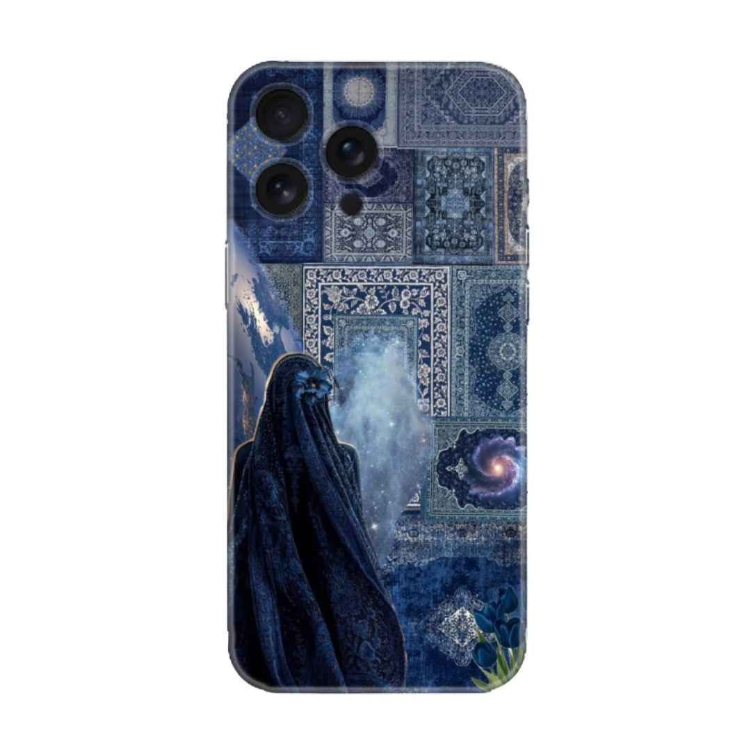 Mavi Halı Desenli Çarşaflı Kadın Temalı Telefon Kılıfı (iPhone/Android Uyumlu)