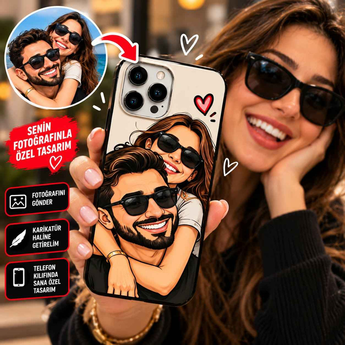 Kişiye Özel Karikatür Fotoğraflı Telefon Kılıfı