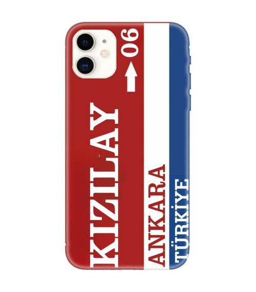 Kızılay Ankara Türkiye temalı, kırmızı beyaz mavi renkli telefon kılıfı