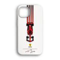 Kırmızı Ferrari Formula 1 araba desenli telefon kılıfı, beyaz arka planlı baskılı tasarım
