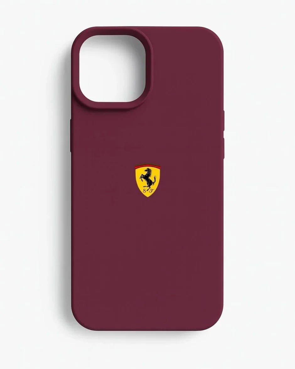 Bordo Ferrari Logolu Telefon Kılıfı