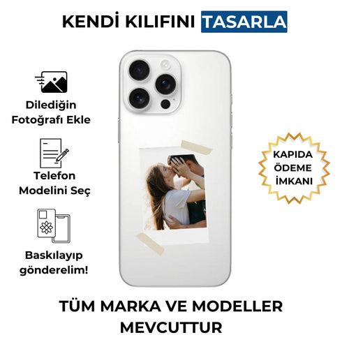 kişiye özel polaroid tasarımlı fotoğraflı telefon kılıfı