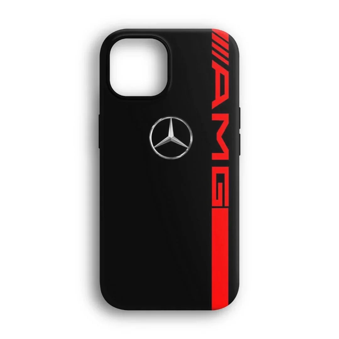 Mercedes AMG Logolu Kırmızı Çizgili Siyah Telefon Kılıfı