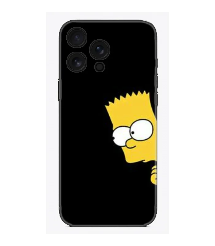 Siyah fon üzerinde sarı sevimli karakter desenli telefon kılıfı, eğlenceli tasarım.