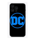 Siyah zeminli, mavi DC logolu telefon kılıfı, modern ve şık tasarım
