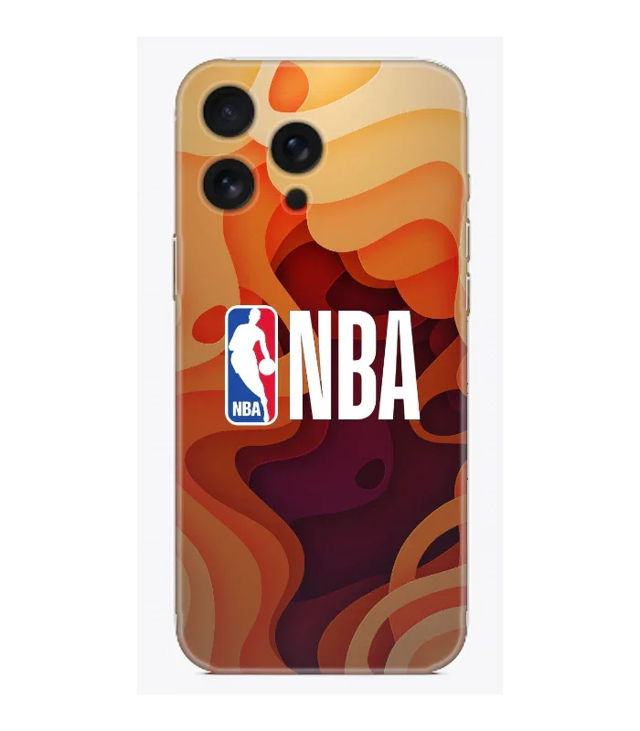 NBA logolu, soyut turuncu desenli iPhone telefon kılıfı