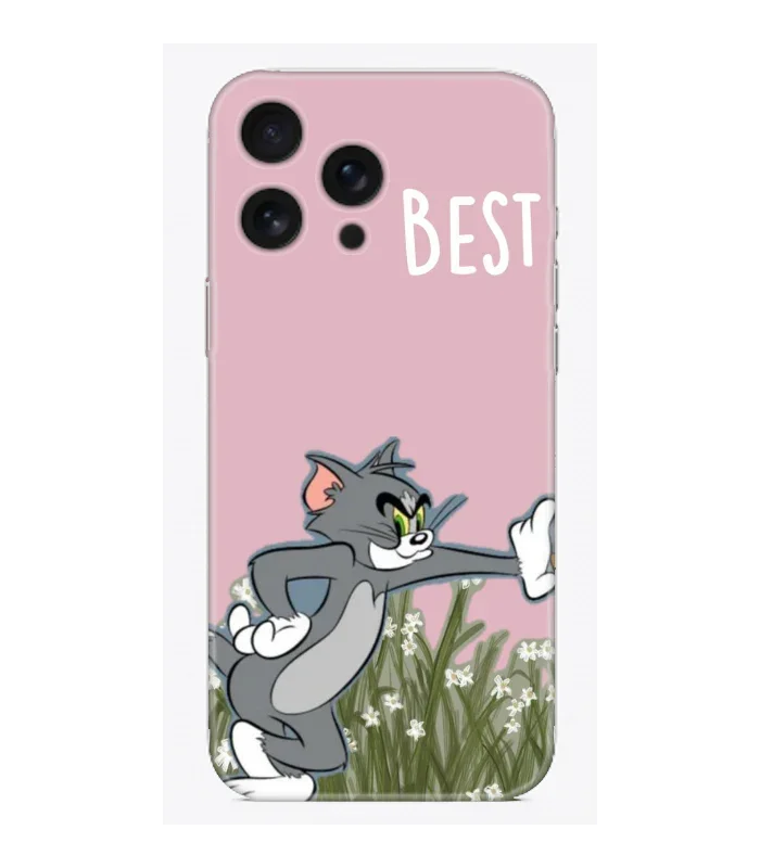 Pembe arka planlı, çizgi film karakterli, çiçekli iPhone telefon kılıfı tasarımı