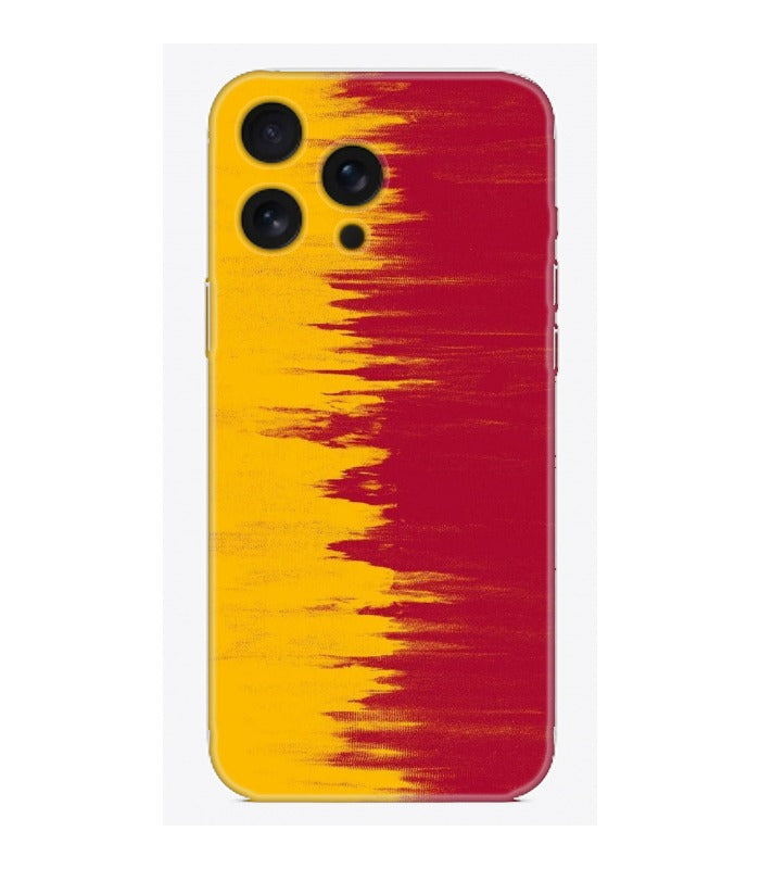 Sarı ve bordo renklerde, soyut desenli iPhone telefon kılıfı